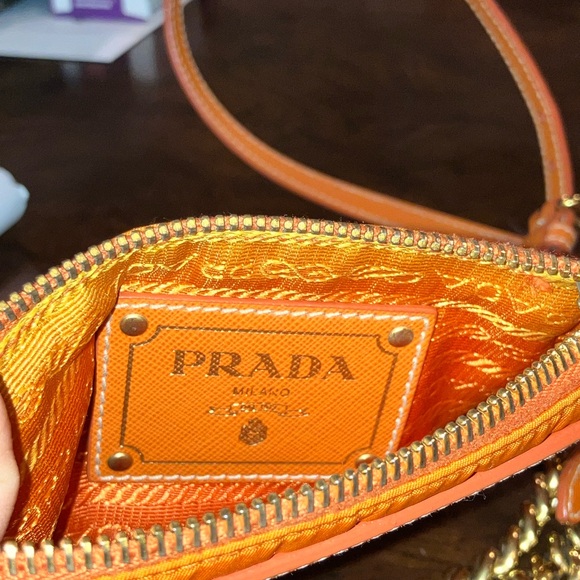 Prada Tessuto Oro Mini Crossbody in Papaya, with Auth Cards & Dust Bag, EUC - Picture 6 of 14